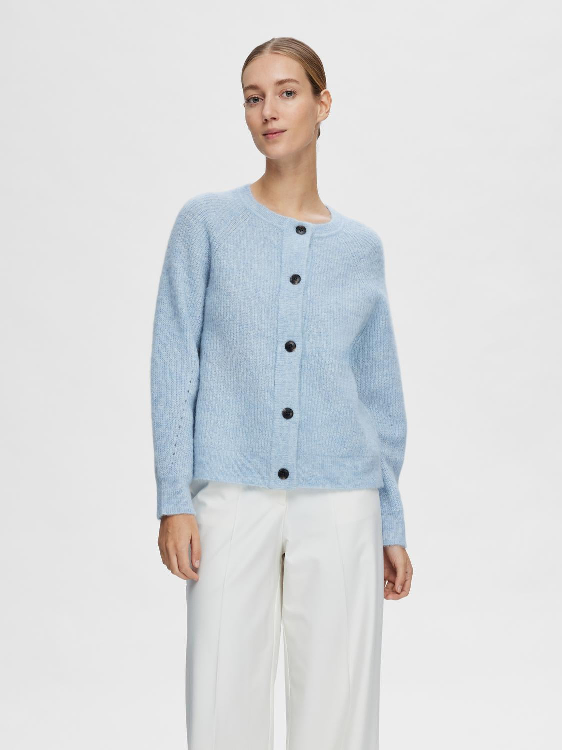 Lulu kort ullcardigan - Blå/ Cashmere Blue